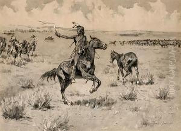 Indians On Horseback Oil Painting by Frederic Remington