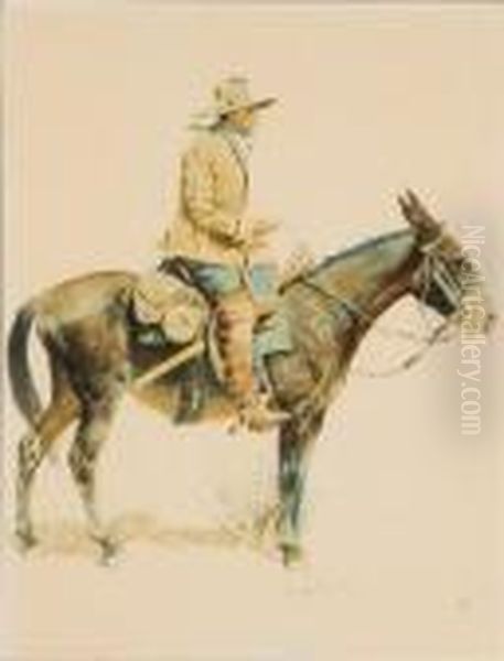 An Army Packer Oil Painting by Frederic Remington