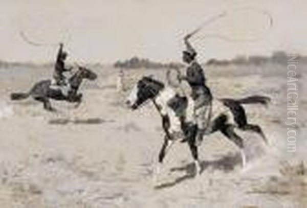 It Was To Be A Lasso Duel To The Death Oil Painting by Frederic Remington