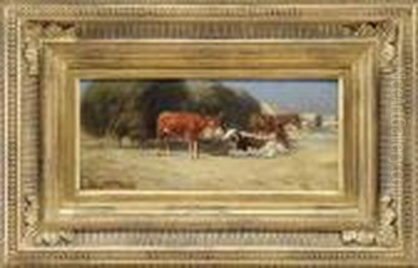 Western Hay Wagons Oil Painting by Frederic Remington