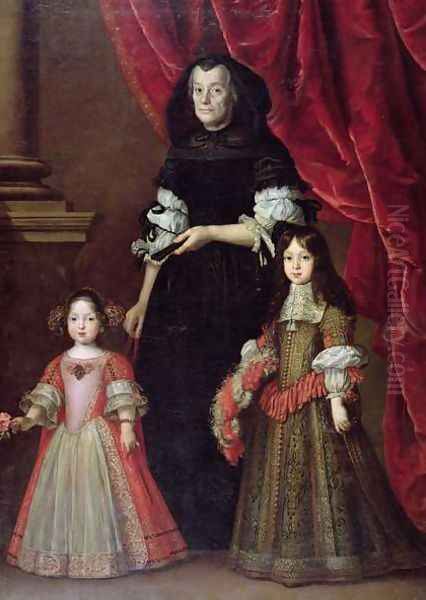 Ferdinando II 1610-70 Grand Duke of Tuscany and Maria Ludovica de Medici with the Governess Oil Painting by Justus Sustermans