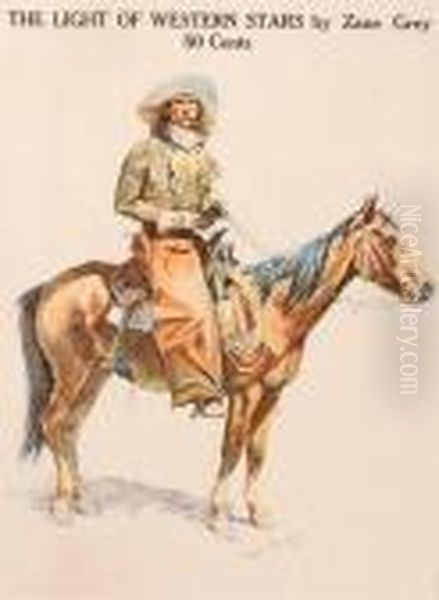 An Arizona Cowboy Oil Painting by Frederic Remington