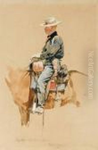 A Packer - Fort Grant -arizona Oil Painting by Frederic Remington