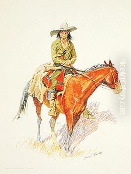 A Bunch Of Buckskins-old Ramon Oil Painting by Frederic Remington