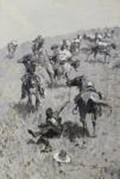 Smugglers Attacked By Mexican Customs Guards Oil Painting by Frederic Remington