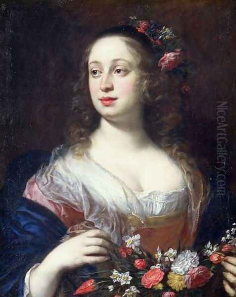 Portrait of Vittoria della Rovere dressed as Flora, c.1639 Oil Painting by Justus Sustermans