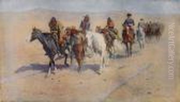 Pony Tracks In The Buffalo Trail Oil Painting by Frederic Remington