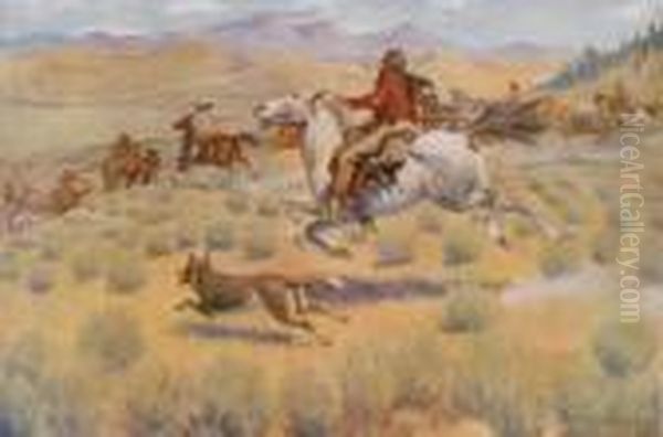 The Gathering Of The Trappers Oil Painting by Frederic Remington