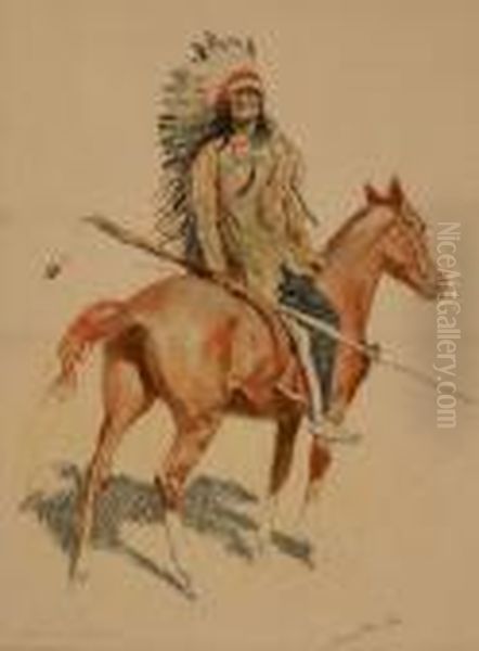 Sioux Chief Oil Painting by Frederic Remington