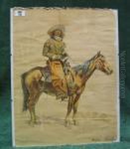 Arizona Cowboy Oil Painting by Frederic Remington