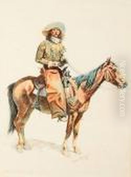 Title: A Breed Oil Painting by Frederic Remington