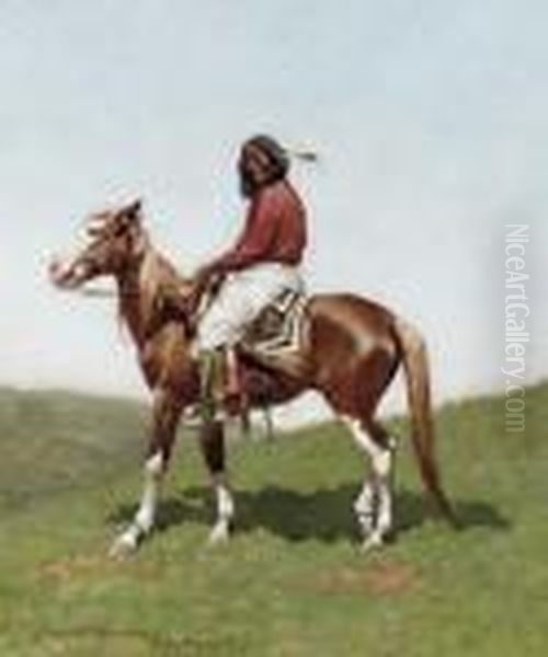 Comanche Brave, Fort Reno, Indian Territory Oil Painting by Frederic Remington