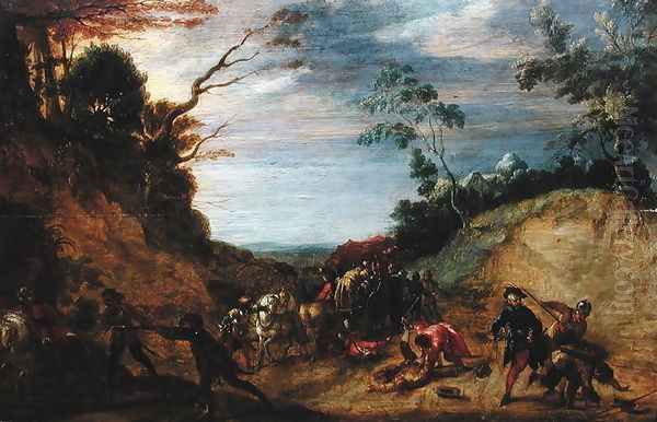 Travellers Attacked by Bandits Oil Painting by Pieter Snayers