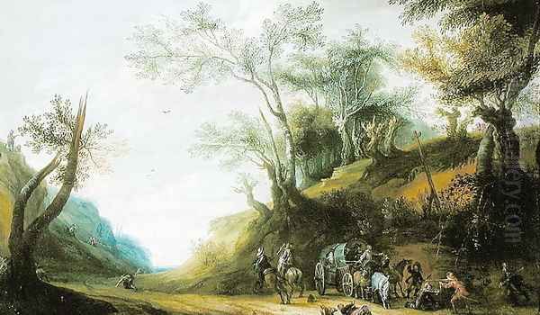 Thieves Attacking a Carriage Oil Painting by Pieter Snayers