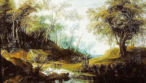 Wooded Landscape with a Pond Oil Painting by Pieter Snayers