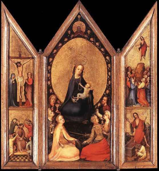 Triptych (open) c. 1410 Oil Painting by Master of Saint Veronica