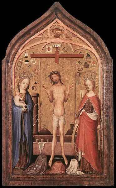 The Man of Sorrow with the Virgin and St Catherine Oil Painting by Master of Saint Veronica