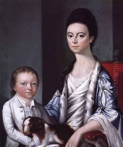 Christian Stelle Banister and Her Son, John Oil Painting by Gilbert Stuart