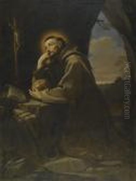 St Francis In Prayer Oil Painting by Guido Reni