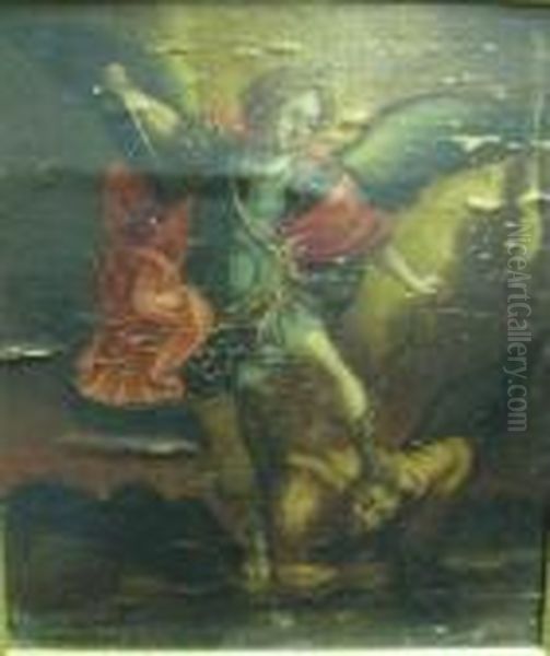 Saint Michel Terrassant Lucifer Oil Painting by Guido Reni