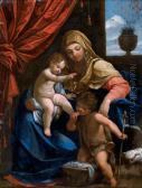 La Vierge A L'enfant Avec Saint Jean-baptiste Oil Painting by Guido Reni