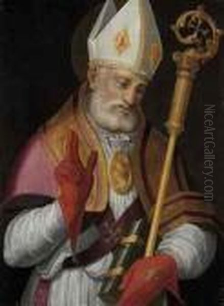 A Bishop Saint Oil Painting by Guido Reni