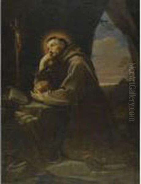 St Francis In Prayer Oil Painting by Guido Reni