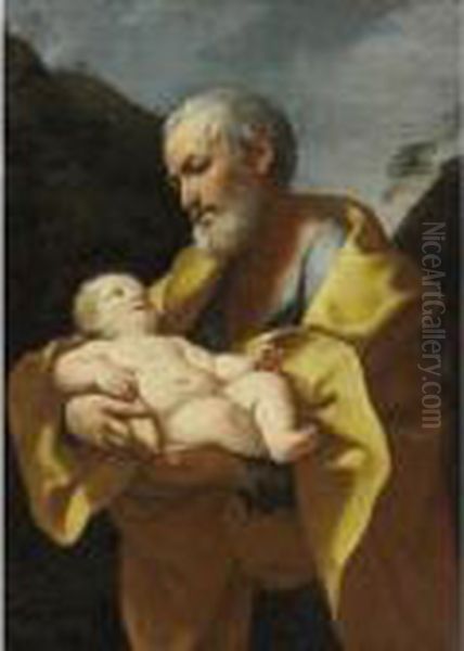 St. Joseph And The Christ Child Oil Painting by Guido Reni