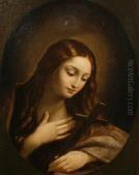 The Penitent Magdalen, Within A Painted Oval Oil Painting by Guido Reni