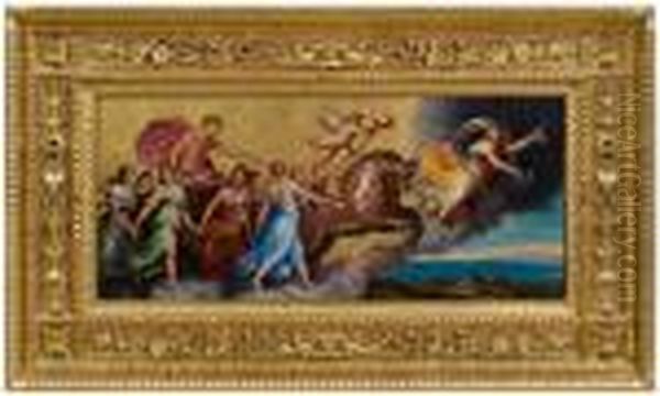 Helios Or Apollo In The Sun Chariot Being Led By Aurora Oil Painting by Guido Reni