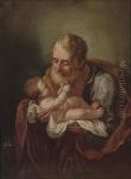 Saint Joseph And The Christ Child Oil Painting by Guido Reni