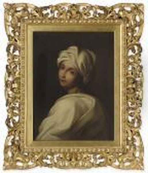 Portrait Of Beatrice Cenci, Bust-length, In A White Shawl And Headress Oil Painting by Guido Reni