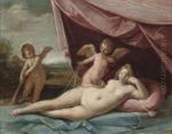 Venus And Cupid Oil Painting by Guido Reni