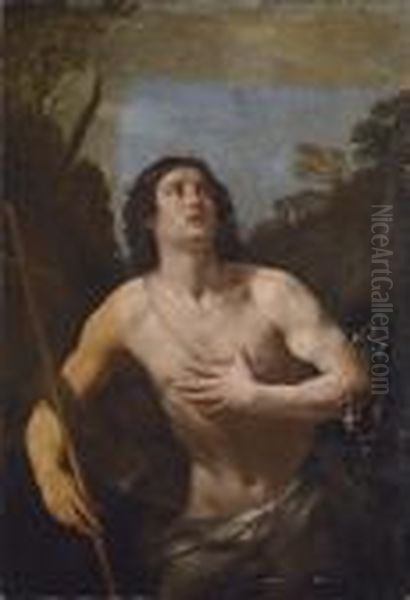 Saint John The Baptist In The Wilderness Oil Painting by Guido Reni