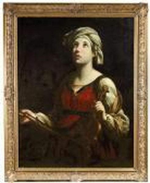 Stcecilia. Oil/canvas/panel Oil Painting by Guido Reni