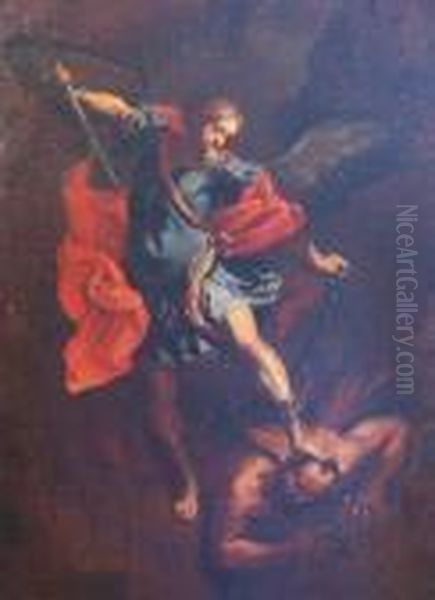 Archangel Michael With The Vanquished Devil Oil Painting by Guido Reni