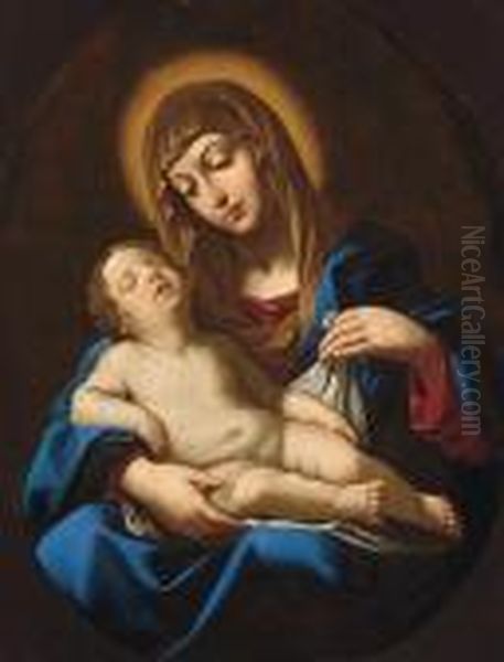 Madonna Col Bambino Dormiente Oil Painting by Guido Reni