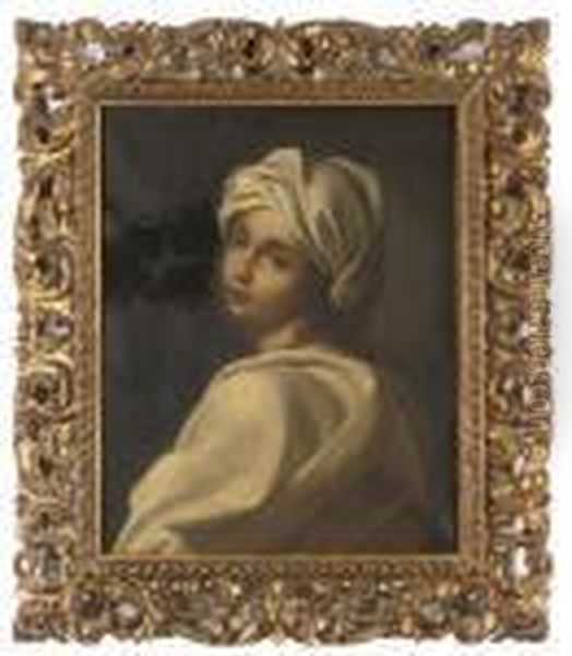 Portrait Of A Girl, Said To Be Beatrice Cenci, Bust-length, In A White Headdress Oil Painting by Guido Reni