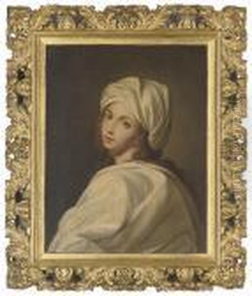 Portrait Of A Girl, Said To Be Beatrice Cenci, Bust-length, In A White Headdress Oil Painting by Guido Reni