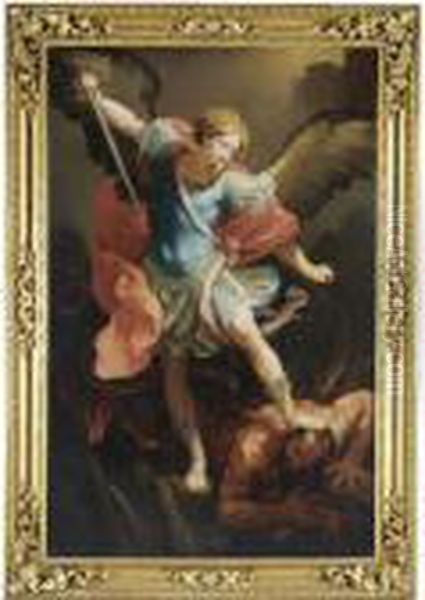 The Archangel Michael Defeating Satan Oil Painting by Guido Reni