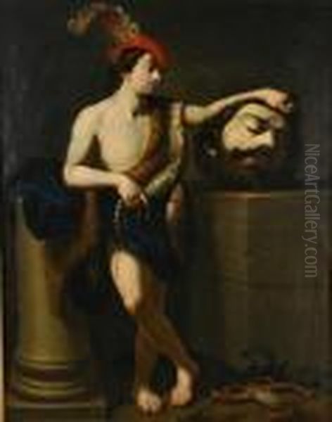 David With The Head Of Goliath Oil Painting by Guido Reni