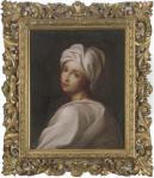 Portrait Of A Girl, Bust-length, In A White Headdress Oil Painting by Guido Reni