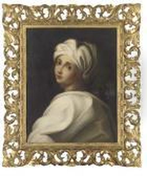 Portrait Of A Girl, Bust-length, In A White Headdress Oil Painting by Guido Reni