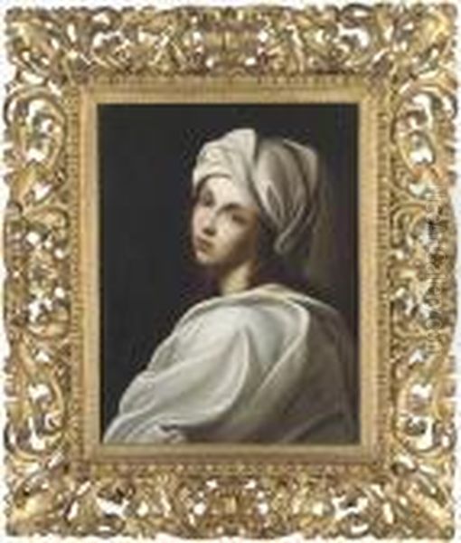 Portrait Of A Girl, Bust-length, In A White Headdress Oil Painting by Guido Reni