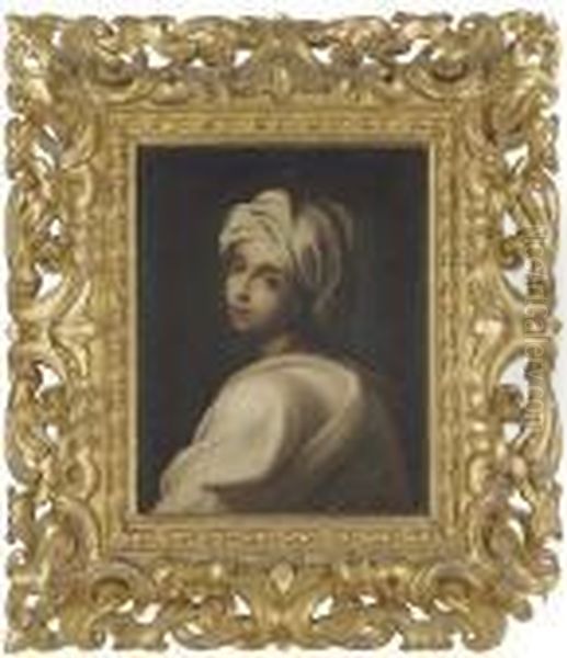 Portrait Of A Girl In A White Headdress Oil Painting by Guido Reni