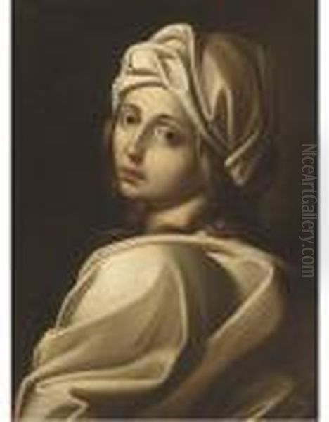 Portrait Of A Girl, Bust-length, In A White Headdress Oil Painting by Guido Reni