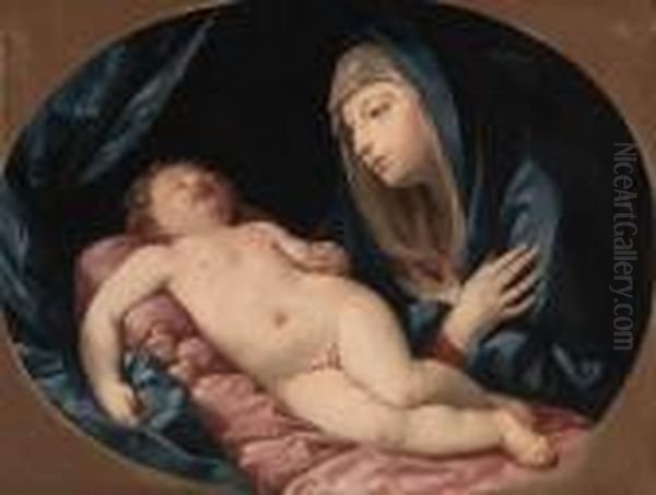 The Madonna Adoring The Sleeping Child Oil Painting by Guido Reni