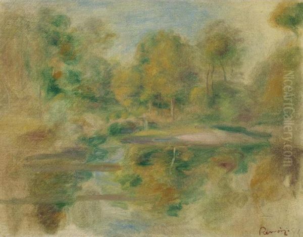 Paysage, Etang Et Fond D'arbres Oil Painting by Pierre Auguste Renoir