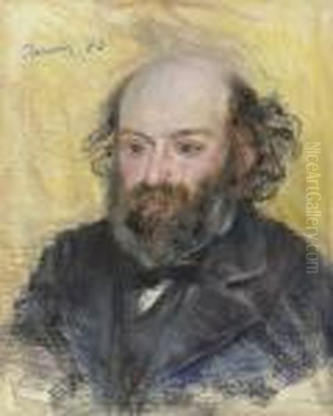 Portrait De Cezanne Oil Painting by Pierre Auguste Renoir