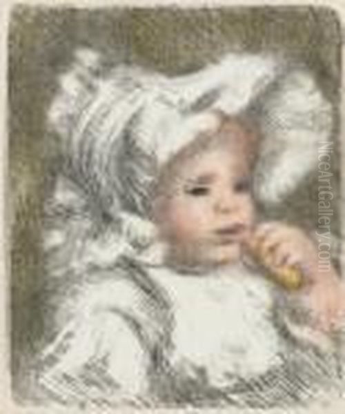 L'enfant Au Biscuit Oil Painting by Pierre Auguste Renoir